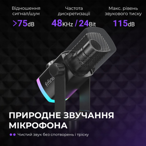 Мікрофон динамічний Fifine AM8PROS XLR/USB Black Купити в Україні