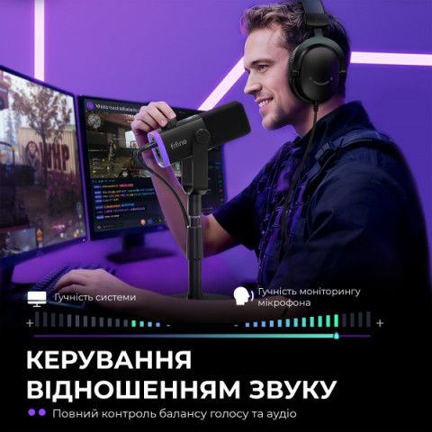 Мікрофон динамічний Fifine AM8PROS XLR/USB Black Купити в Україні