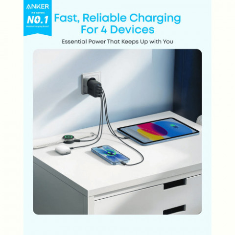 Мережевий зарядний пристрій Anker Zolo Charger 50W, 2xUSB-C, 2xUSB-A, Black (A121EG11)