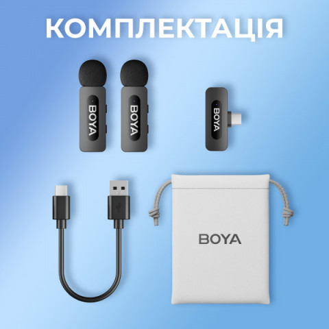 Бездротовий петличний мікрофон BOYA BY-V20 Type-C Black Купити в Україні