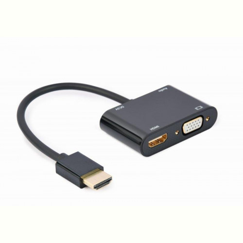 Адаптер Cablexpert (A-HDMIM-HDMIFVGAF-01) HDMI-HDMI/VGA+Аудіо 3,5, 0.15м