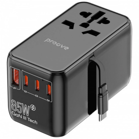 Універсальний адаптер Proove Trip 85W black Купити в Україні