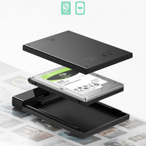 Зовнішня кишеня Ugreen для 2.5" HDD/SSD USB 3.1 US221 Black (50743)