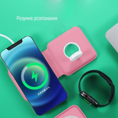 Бездротовий зарядний пристрій ColorWay MagSafe Duo Charger 15W for iPhone Pink (CW-CHW32Q-P)