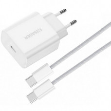 Мережевий зарядний пристрій Essager Vanjane 20W USB-C White (EFJB02-JSTT2-T) + кабель USB Type-C