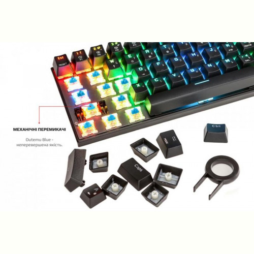 Клавіатура бездротова Motospeed CK62 Outemu Blue Ukr (mtck62bmb) Black USB/Bluetooth