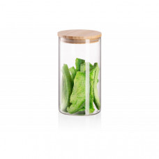 Банка для зберігання Ardesto Midori, 760мл, скло, бамбук, кругла, прозорий