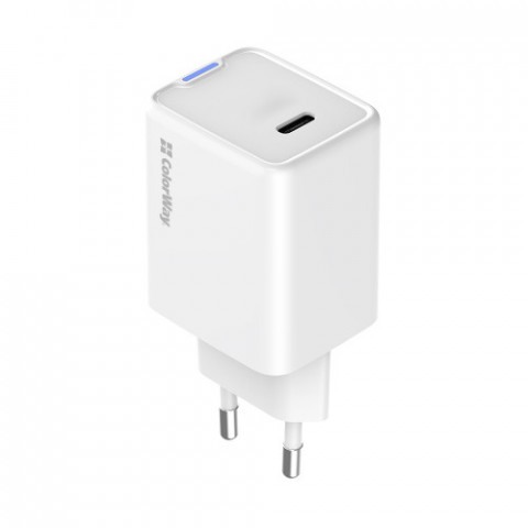 Мережевий зарядний пристрій ColorWay GaN Mini 45W PD Port PPS USB-C White (CW-CHS057PD-WT)