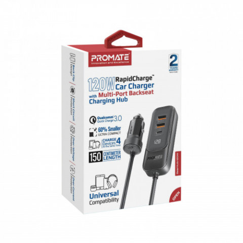 Автомобільний зарядний пристрій Promate GearHub 120W Black
