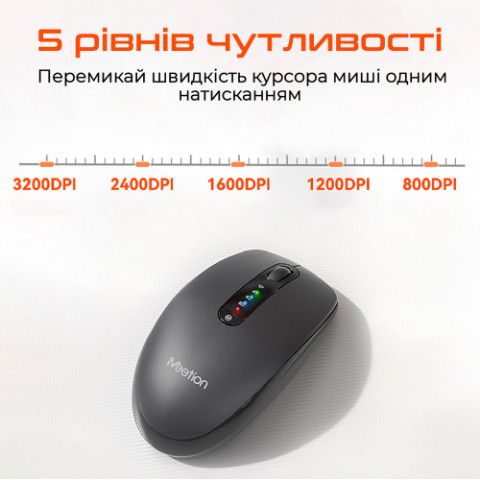 Миша бездротова Meetion BTM100R Black/Steel Gray (MT-BTM100R-A)