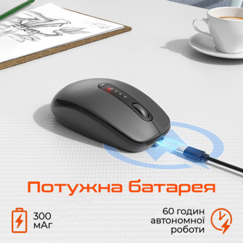 Миша бездротова Meetion BTM100R Black/Steel Gray (MT-BTM100R-A)