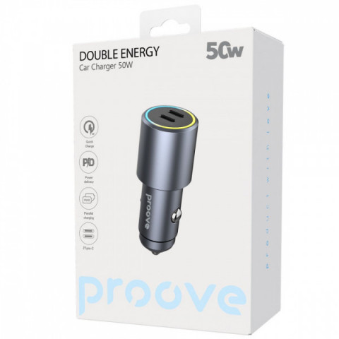 АЗП Proove Double Energy 50W (Type-C + Type-C) metal gray Купити в Україні