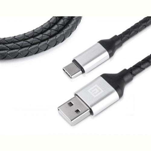 Кабель REAL-EL Premium Leather USB-USB Type C 1m, Black (EL123500049)