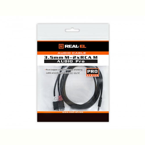 Аудіо-кабель REAL-EL Audio Pro (EL123500042) mini-jack 3.5мм(M)-2xRCA(M) 1,8м, чорний