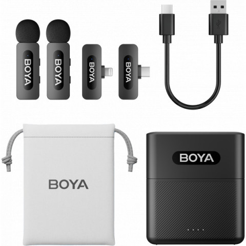 Бездротовий петличний мікрофон BOYA BY-V3 combo Type-C/Lightning Black Купити в Україні
