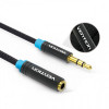 Кабель Vention Audio 3.5 mm M - 3.5 mm F, 0.5 m, Black (VAB-B06-B050-M)