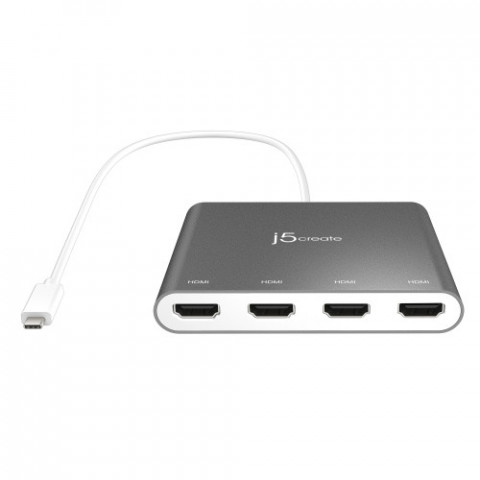 Адаптер J5create USB-A - 4 HDMI (M/F), Silver (JCA366-N)