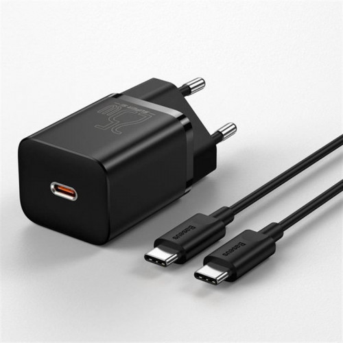 Мережевий зарядний пристрій Baseus Super Si Quick Charger 1C (1USB-C) 25W Black (TZCCSUP-L01) + кабель Type-C