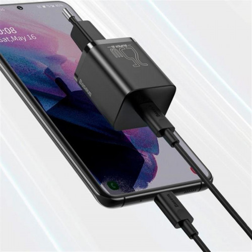 Мережевий зарядний пристрій Baseus Super Si Quick Charger 1C (1USB-C) 25W Black (TZCCSUP-L01) + кабель Type-C