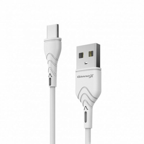 Кабель Grand-X USB-USB Type C, Cu, 3A, 1м, Fast Сharge, White (PC-03W)