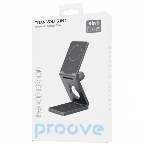 Бездротовий ЗП Proove Titan Volt 3 in 1 gray Купити в Україні