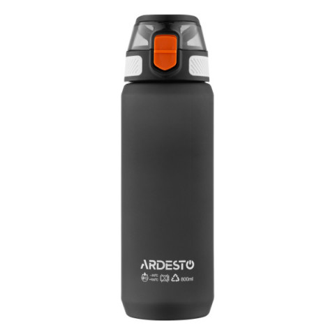 Пляшка для води Ardesto Matte 800мл, пластик, чорний