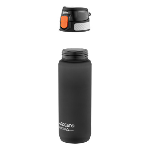 Пляшка для води Ardesto Matte 800мл, пластик, чорний