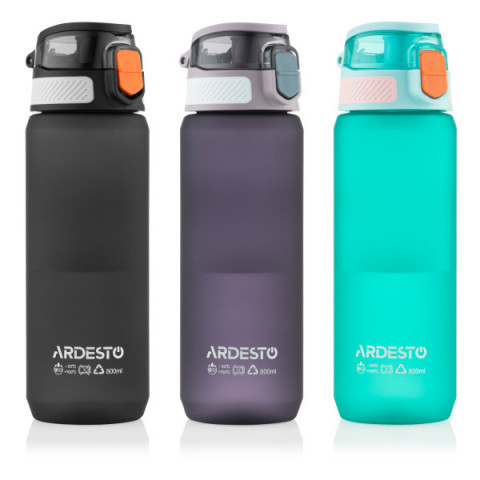Пляшка для води Ardesto Matte 800мл, пластик, чорний