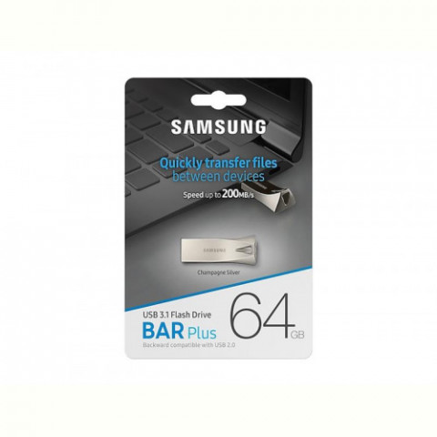 Флеш-накопичувач USB3.1 64GB Samsung Bar Plus Champagne Silver (MUF-64BE3/APC)