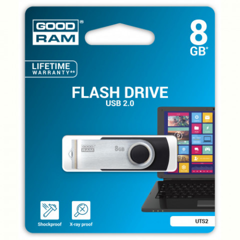 Флеш-накопичувач USB2.0 8GB Goodram UTS2 (Twister) Black (UTS2-0080K0R11)