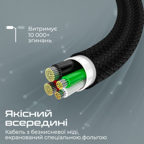 Кабель Promate xCord-CC USB Type-C - USB Type-C (M/M), 1 м, Black (xcord-cc.black)