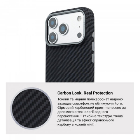 Чохол ArmorStandart LikeCarbon2 MagCase для Apple iPhone 17 Pro Carbon Black (ARM86258)