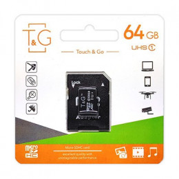 Карта пам`ятi MicroSDXC 64GB UHS-I Class 10 T&G + SD-adapter (TG-64GBSDCL10-01)