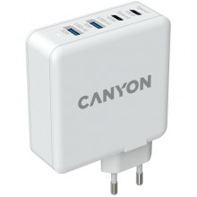 Мережевий зарядний пристрій Canyon H-100 GaN 2xUSB-C, 2xUSB-A, PD3.0, QC3.0, 100W White (CND-CHA100W