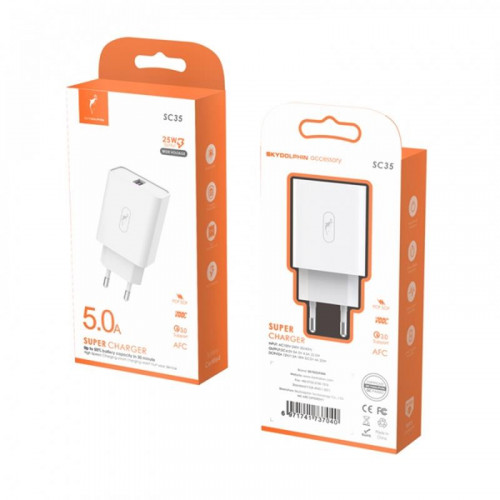 Зарядний пристрій SkyDolphin SC35 QC3.0 (1USB, 5A) White (MZP-000115)