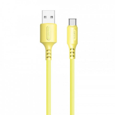 Кабель ColorWay USB-USB Type-C, soft silicone, 2.4А, 1м, Yellow (CW-CBUC043-Y)