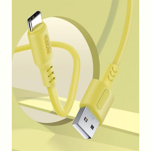 Кабель ColorWay USB-USB Type-C, soft silicone, 2.4А, 1м, Yellow (CW-CBUC043-Y)