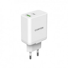 Мережевий зарядний пристрій Canyon H-20-03 (2USB, 3A) PD, QC3.0 White (CNE-CHA20W03)