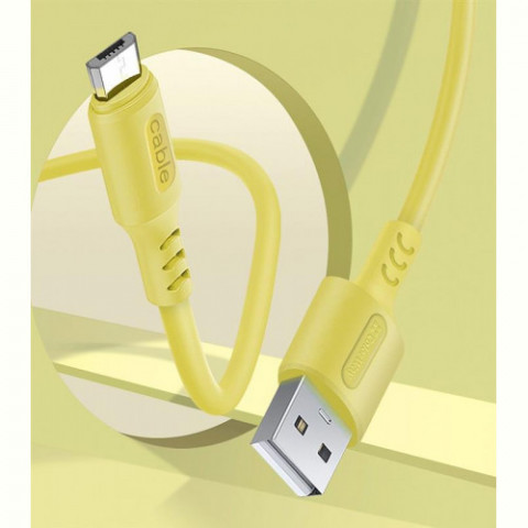 Кабель ColorWay USB-microUSB, soft silicone, 2.4А, 1м, Yellow (CW-CBUM043-Y)
