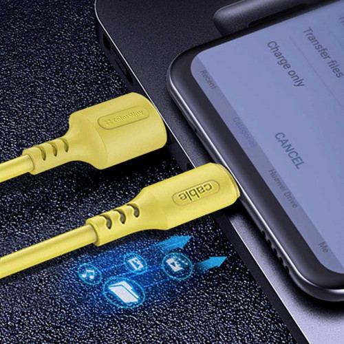 Кабель ColorWay USB-microUSB, soft silicone, 2.4А, 1м, Yellow (CW-CBUM043-Y)