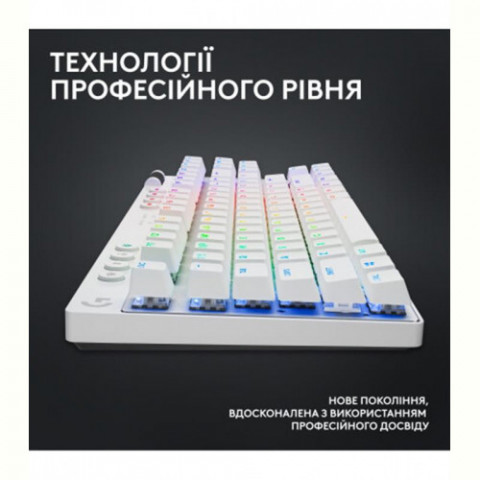 Клавiатура бездротова Logitech G PRO X TKL Lightspeed White Tactile (920-012148)