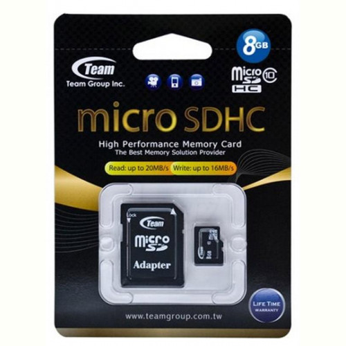 Карта пам`ятi MicroSDHC 8GB Class 10 Team + SD-adapter (TUSDH8GCL1003)-