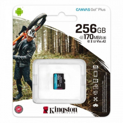 Карта пам`яті MicroSDXC 256GB UHS-I/U3 Class 10 Kingston Canvas Go! Plus R170/W90MB/s (SDCG3/256GBSP)