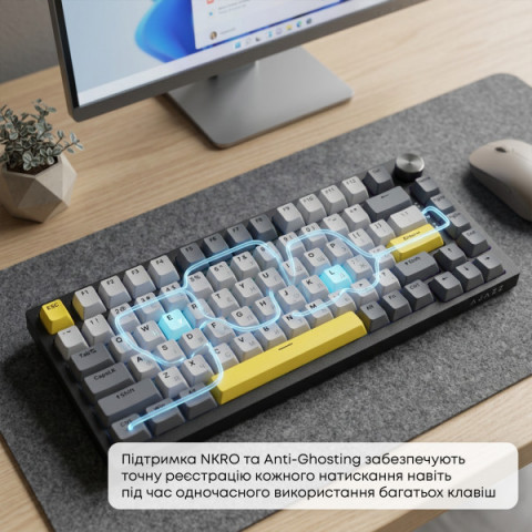 Дротова механічна клавіатура Ajazz AK820 Sea Salt Switch Black (AK820-SS-BGY) Купити в Україні