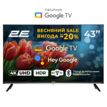 Телевізор 43" 2E LED 4K 60Hz Smart Google TV Black