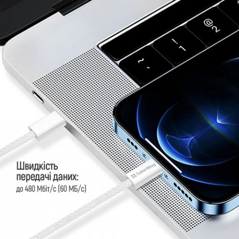 Кабель ColorWay USB Type-C - USB Type-C (M/M), 3.0 А, 2 м, Gray (CW-CBPDCC068-GR)