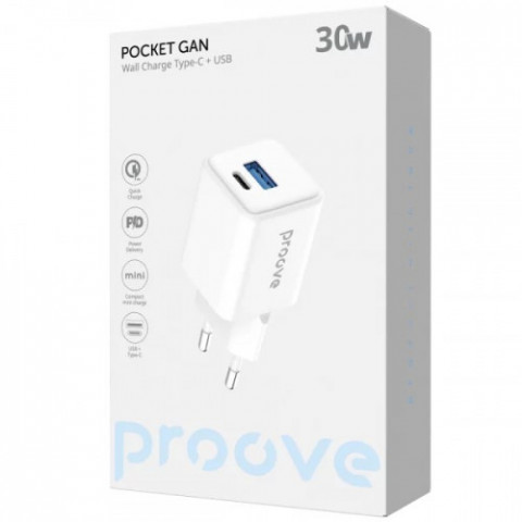 Мережевий зарядний пристрій Proove Pocket GaN 30W White (WCPG30110002)