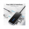 Концентратор Vention 5 в 1 Type-C-USB-PD 4USB 3.0 87W 4K 30Hz 0.15m Black (TFDHB)