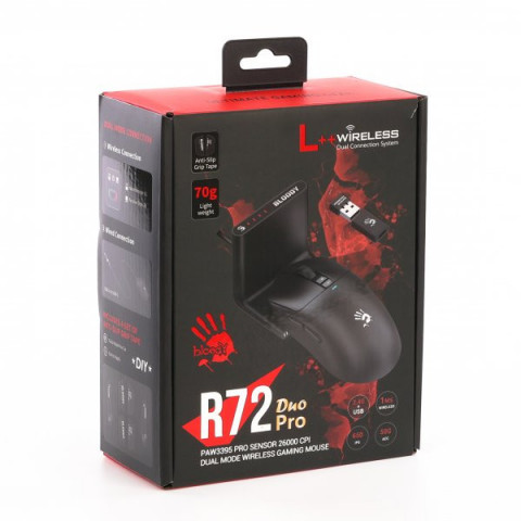 Миша ігрова бездротова Bloody R72 Pro Duo, колір чорний