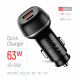 Автомобільний зарядний пристрій ColorWay 2USB (Type-C PD45W + USB QC3.0 18W) 63W Black (CW-CHA067PD-BK)